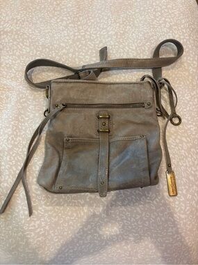 Fossil Gray Leather Crossbody Bag